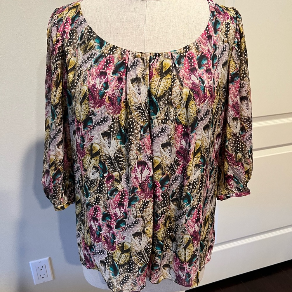 Leifsdottir Multicolor Feather Print Blouse